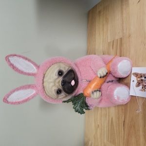 Easter pug dog pink bunny